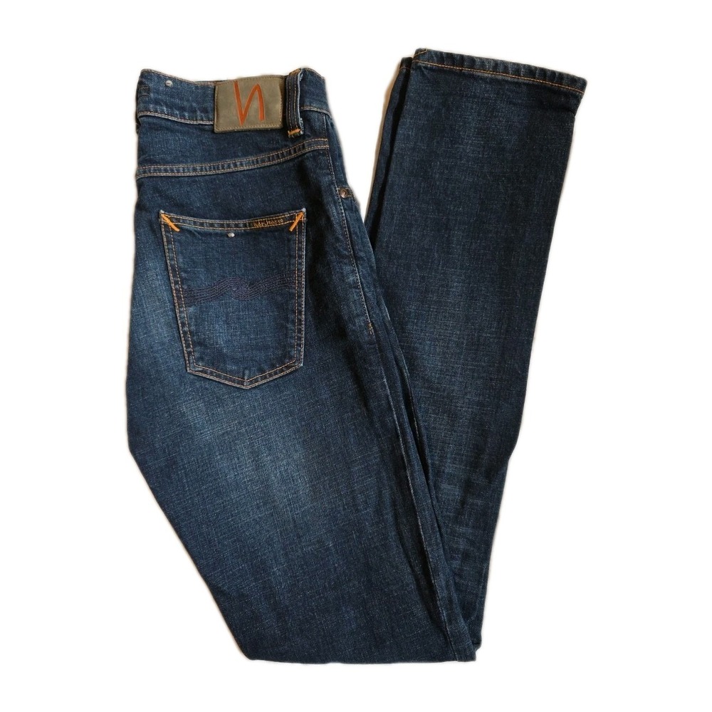 Nudie Jeans Co Mens 29/34 Dark Wash Organic Cotton Slim Straight Jeans NWOT